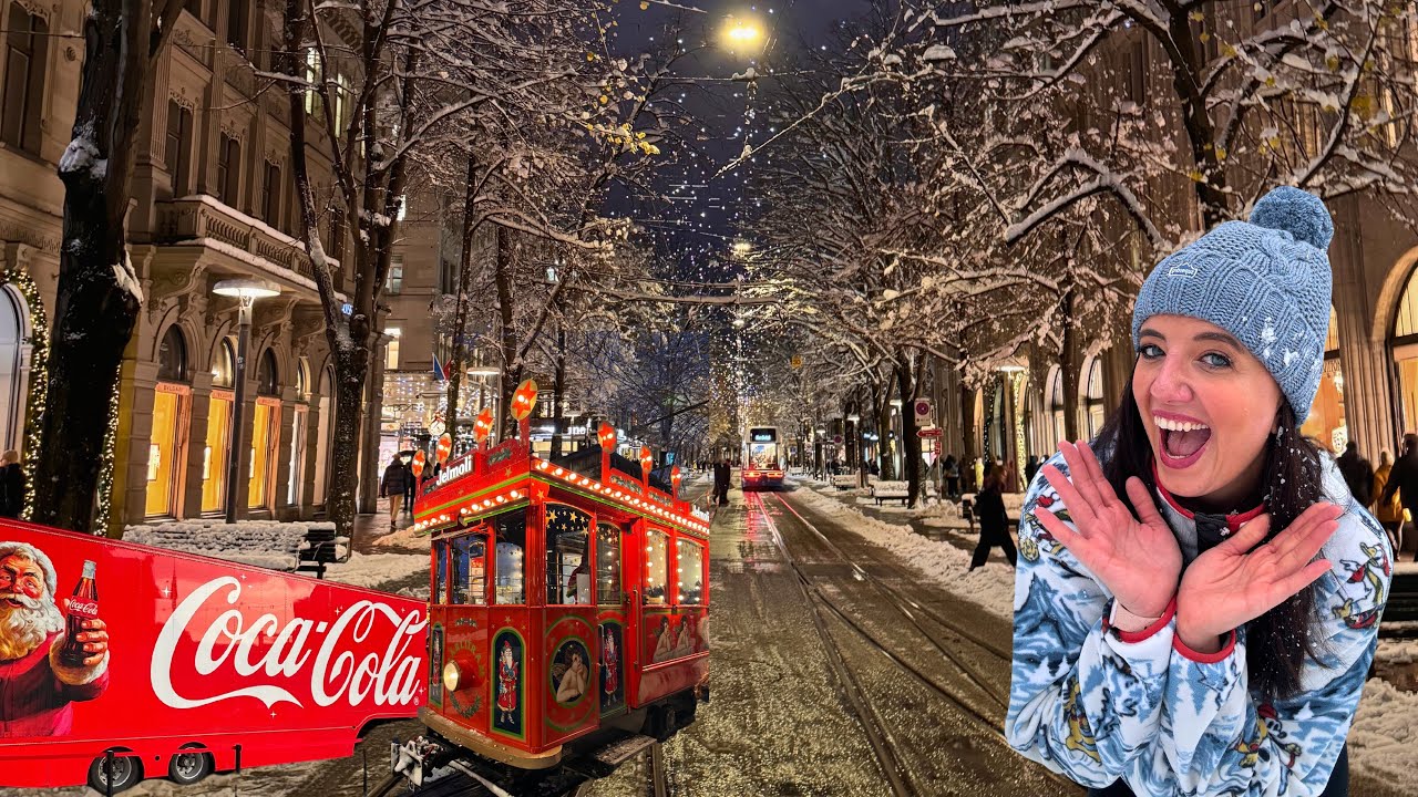 Zürich im Schnee❄️: Weihnachtsmarkt-Rundgang 4K – Uetliberg, Illuminarium & Coca-Cola Truck!🎄