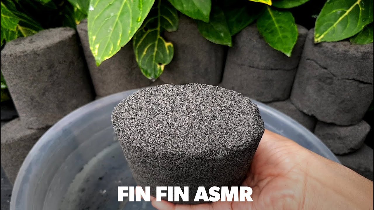 ASMR : Soft Cement + Charcoal Crumble in Water | Outdoor #331