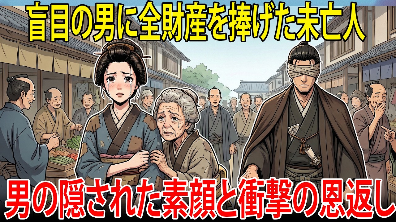 誰にも買われなかった盲目の男を救った貧しい未亡人。見返りを求めない優しさが、男の恐るべき正体を呼び覚まし運命を変えた  野談  伝説  昔話  説話  民話