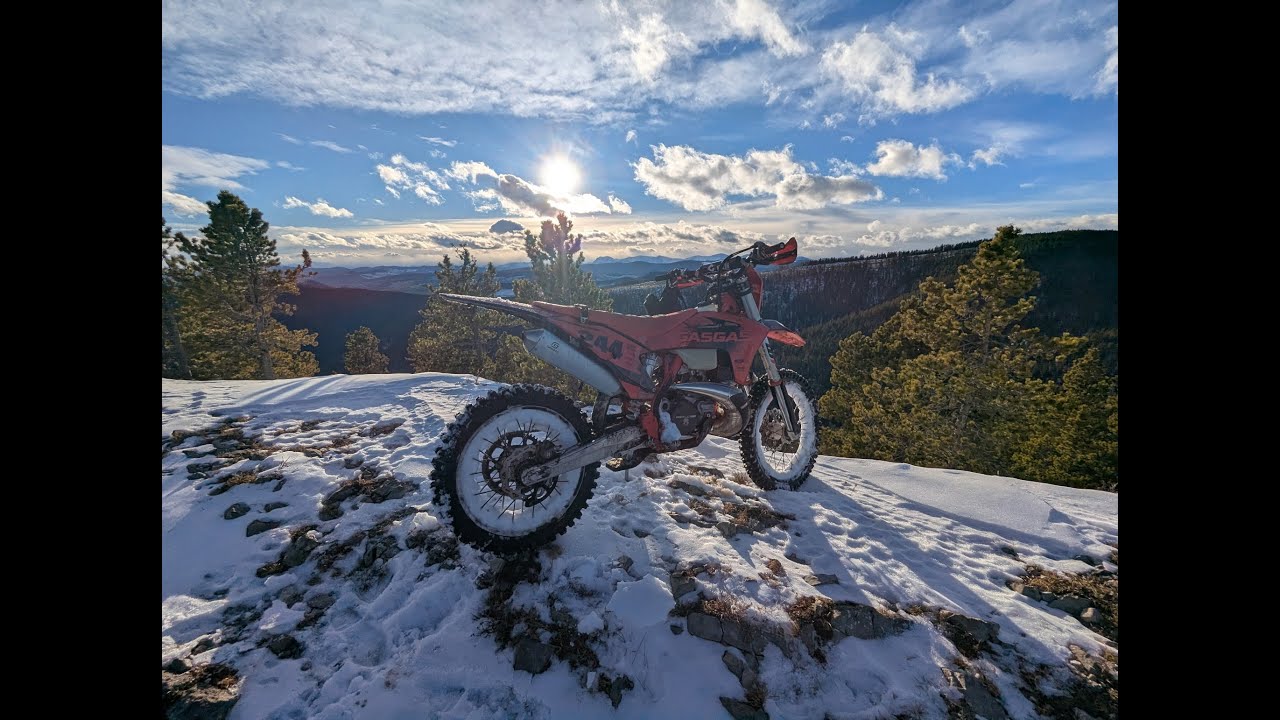 Winter dirtbike riding in Alberta Canada