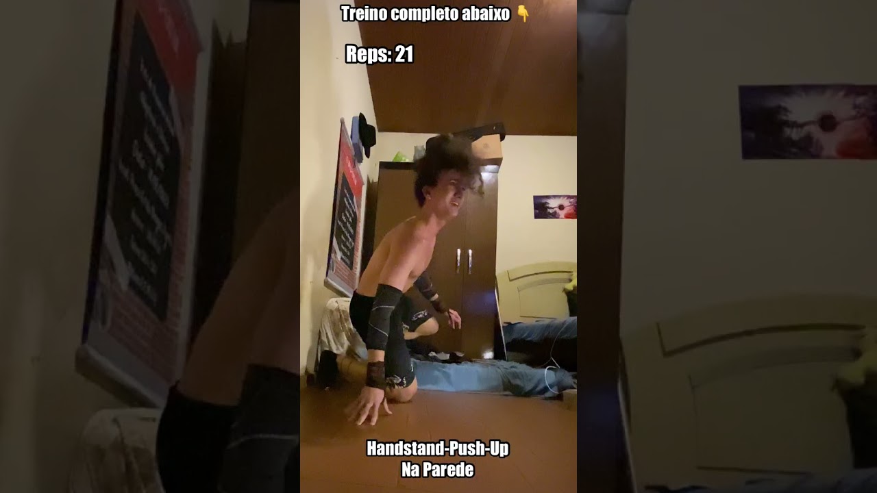 Calistenia: Teste Periodização 3° treino, 5° dia, 4 series máximas, handstand push up na parede 🤠👍