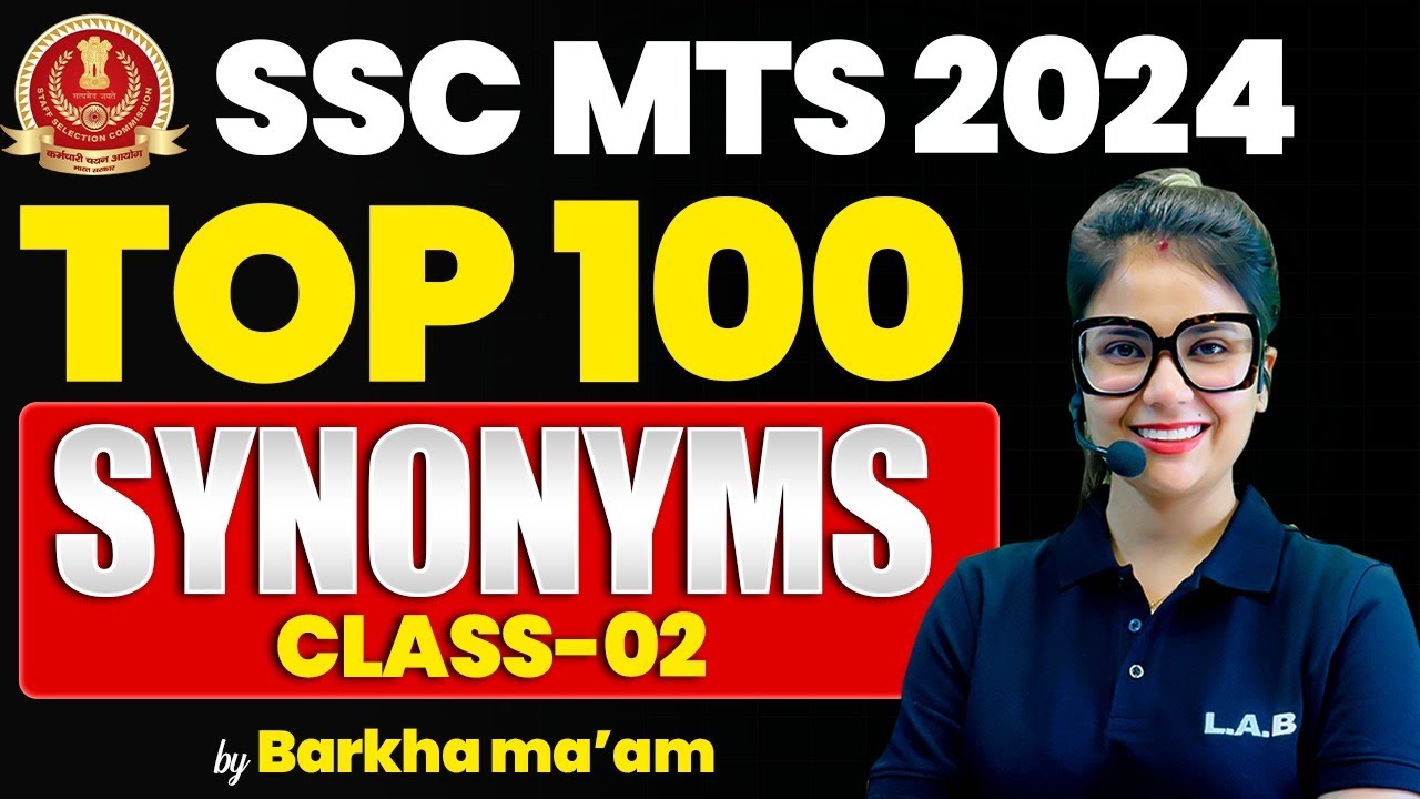 SSC MTS 2024 | TOP 100 SYNONYMS QUESTIONS FOR SSC MTS | SSC MTS ENGLISH BY BARKHA MAM