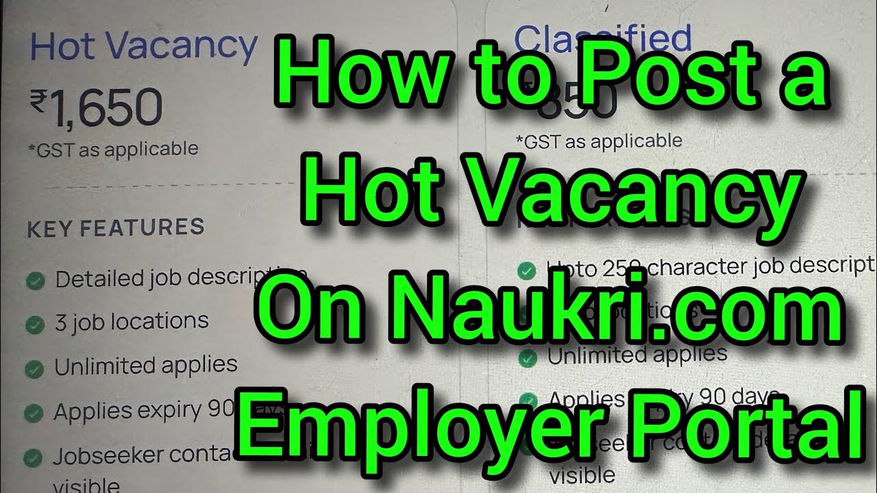 How to post a hot vacancy on Naukri.com Employer Portal #education #tutorial 