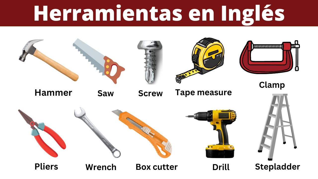 30 Nombres de Herramientas en Ingl&eacute;s con Imagen