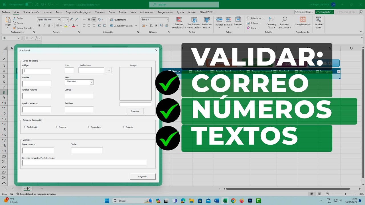 Cómo Validar Números, Textos y Correo en Formularios VBA Excel