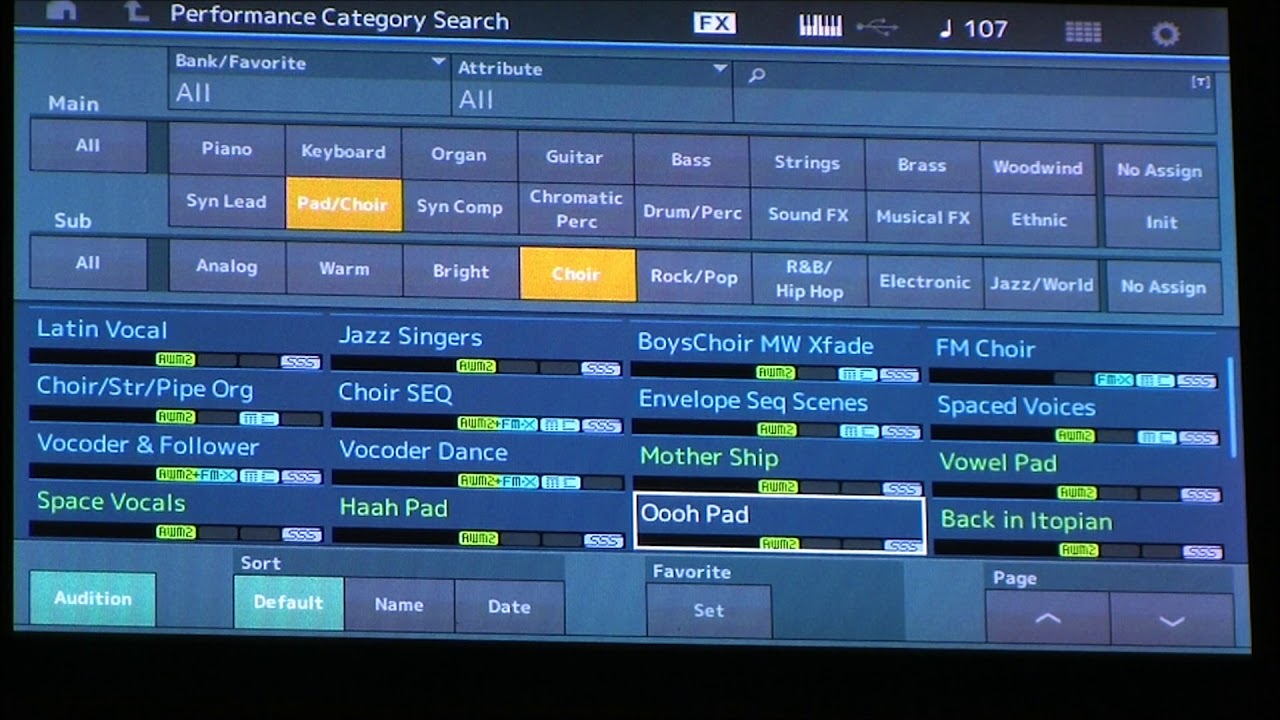 Yamaha MODX All Choir and Choir/Pads