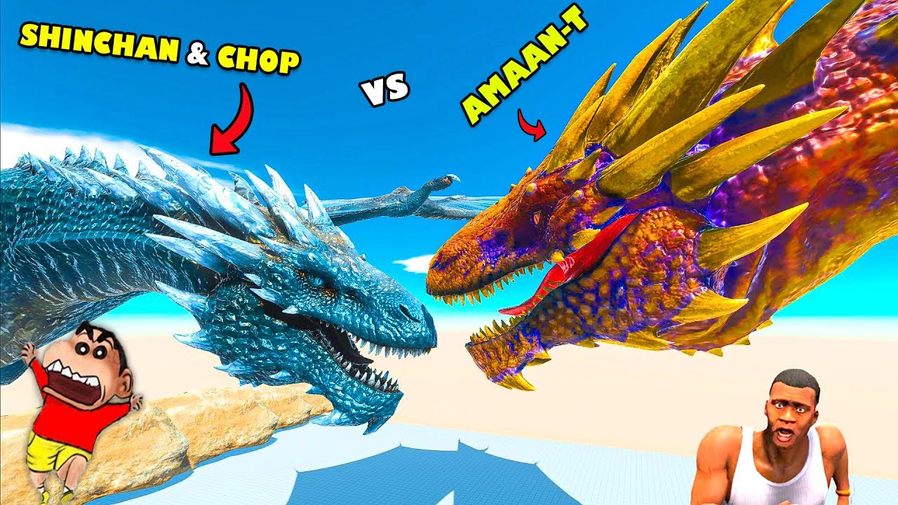 SHINCHAN and CHOP UPGRADED DRAGON Fights AMAAN UNDEFEATED DRAGON in ANIMAL REVOLT BATTLE SIMULATOR