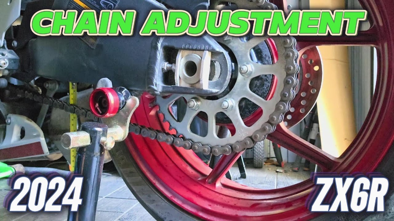How to adjust a chain on a 2024 Kawasaki ZX6R