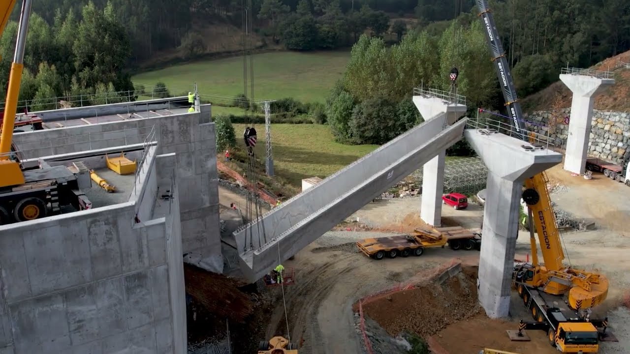 Construcción del Viaducto Rego do Villar, en la autovía A-54 Lugo - Santiago