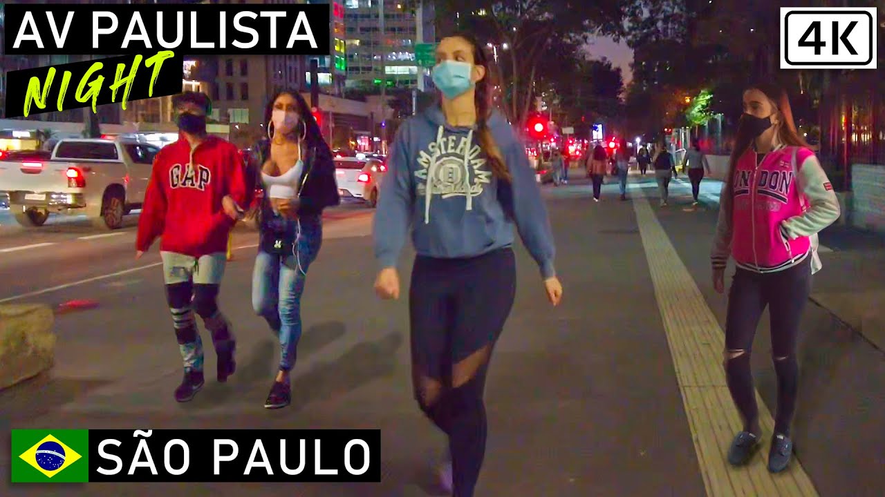 Ночная прогулка по проспекту Паулиста 🇧🇷 | Сан-Паулу, Бразилия | 【4K】2021 г.