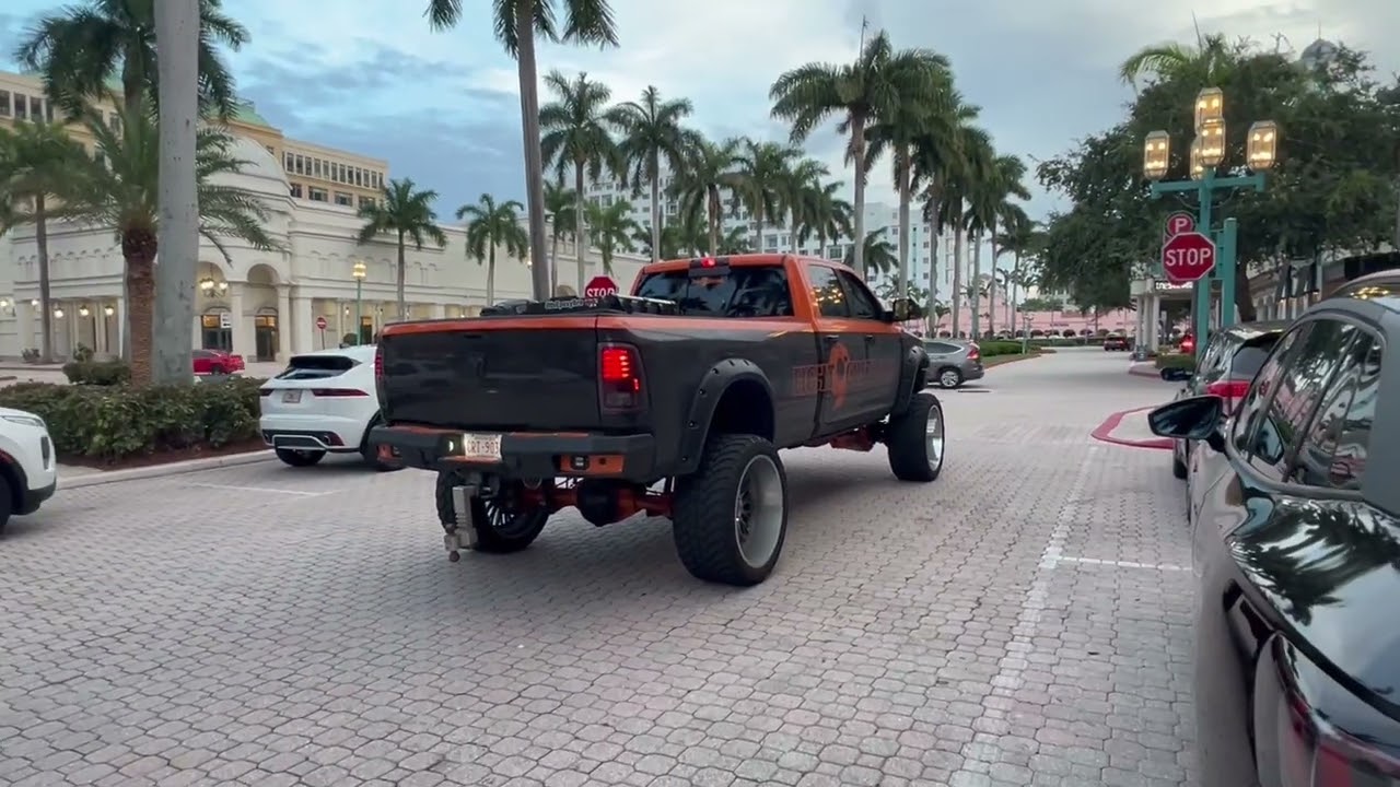 Big Orange Diesel Lifted Truck HAs Cool Turbo Whine