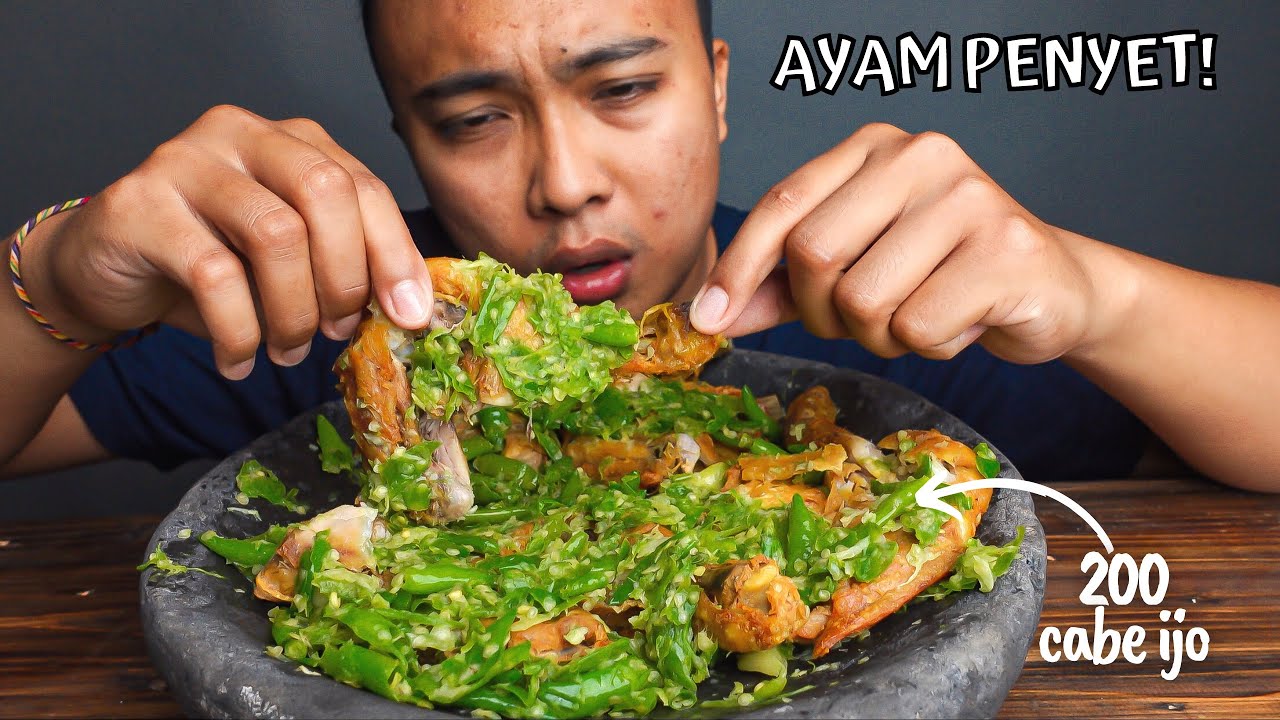 MUKBANG AYAM PENYET CABE IJO !! MUKBANG AYAM PEDAS