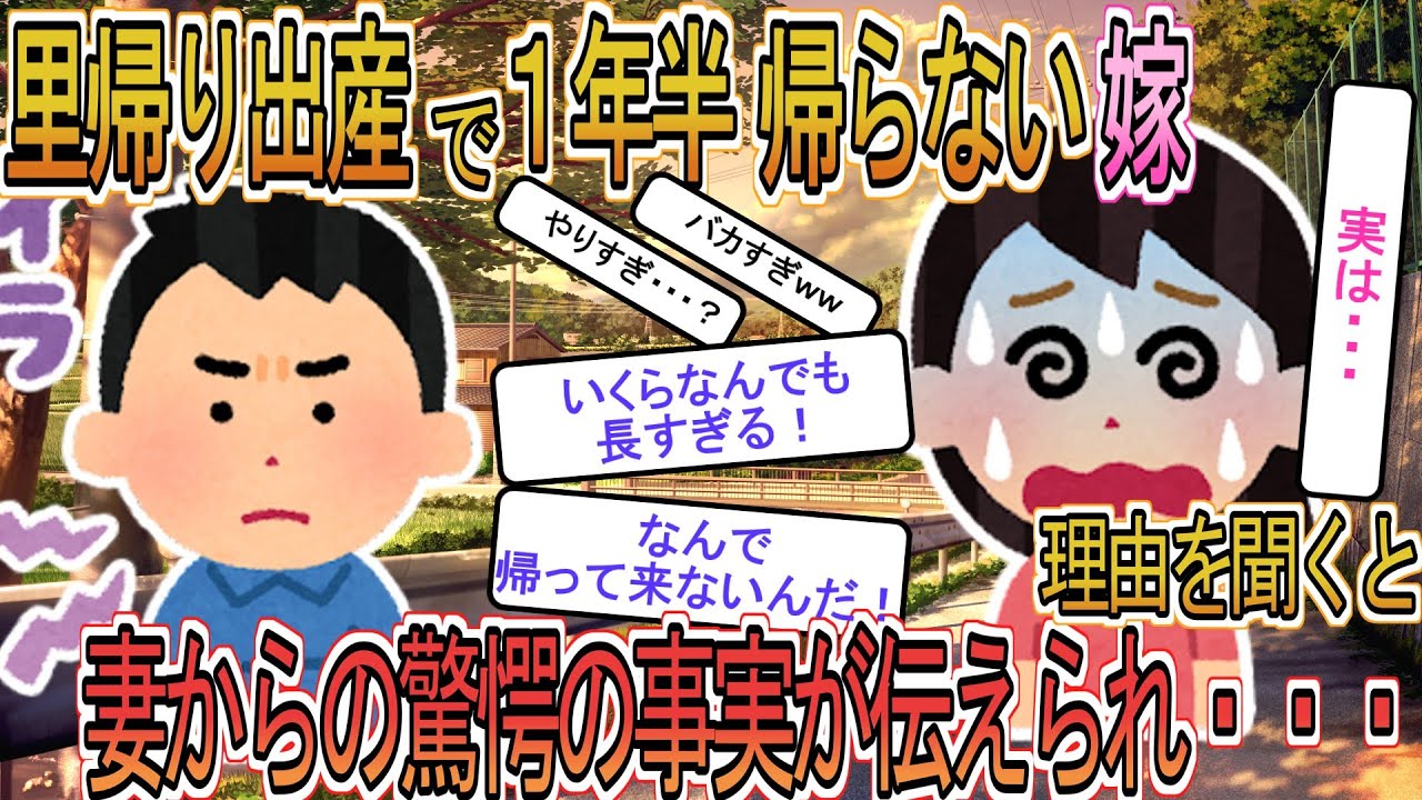 【2ch】【修羅場】里帰り出産で１年半帰ってこない妻→離婚を突きつけたら妻「実は・・・」→聞いた内容に唖然！？【ゆっくり解説】