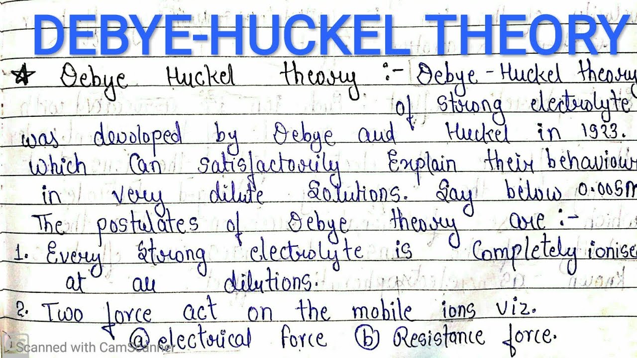 DEBYE-HUCKEL THEORY ||  Basic concept || electrochemistry || msc semester exam notes ||