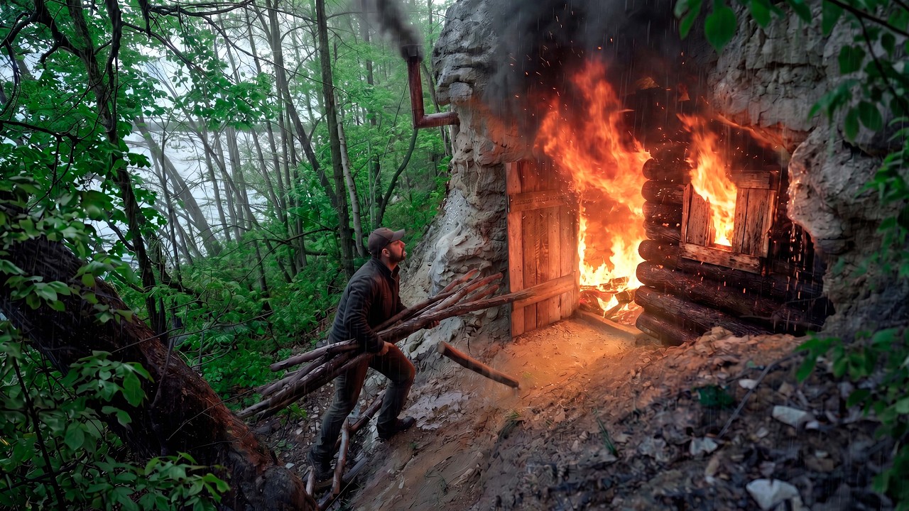 Fire Destroyed My Cave Cabin | I Rebuilt It in 24 Hours