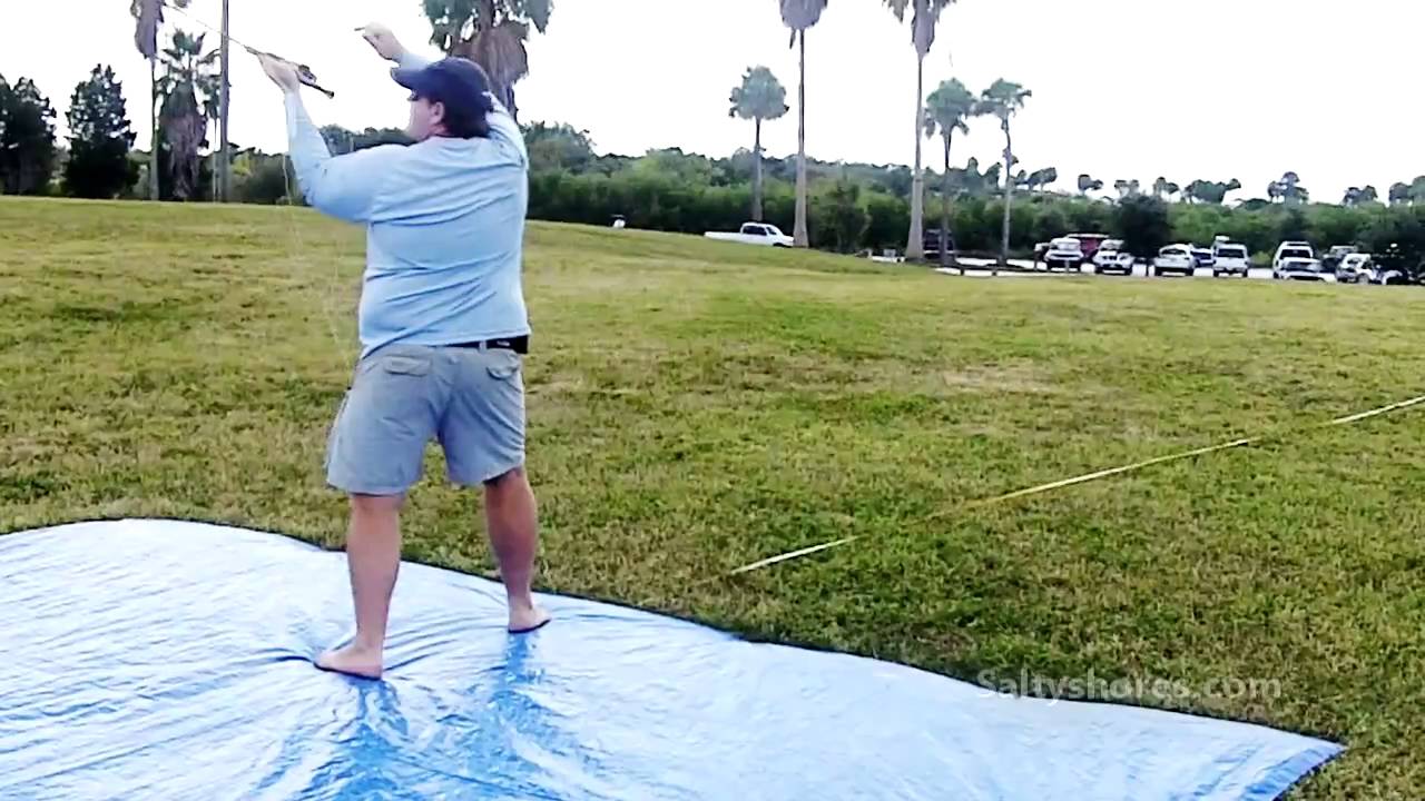 Distance Fly casting, Dave Olson with a 126' cast using regular rod and line