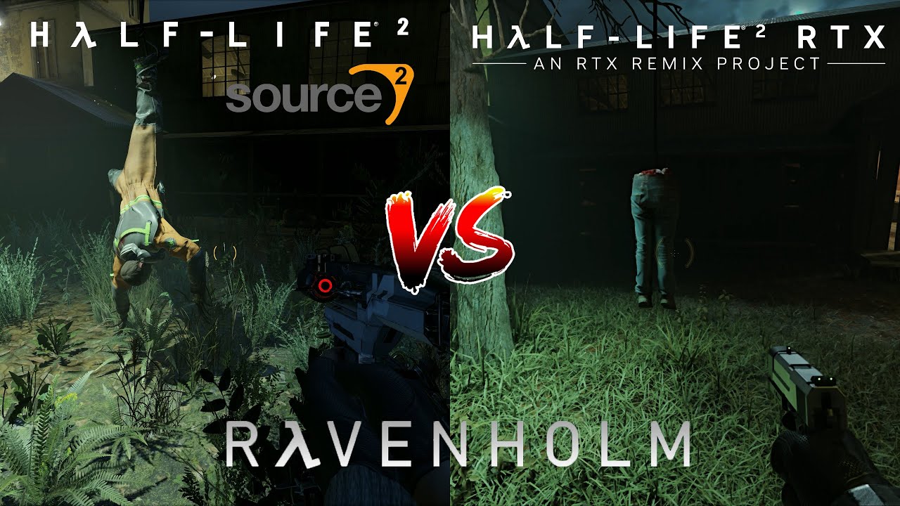 Half-Life 2 in Source 2 vs. Half-Life 2 RTX Remix | Early Ravenholm Comparison