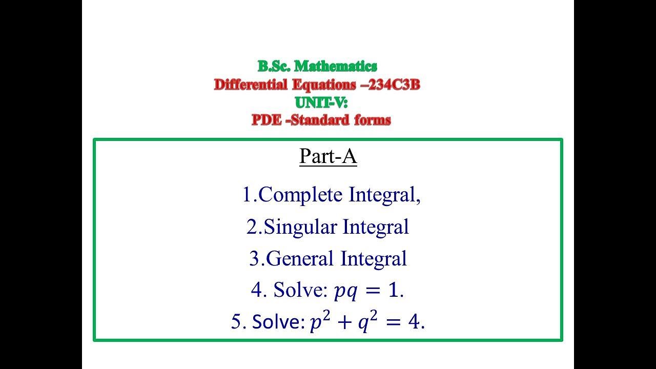 Solution of PDE # complete integral # singular integral # general integral#F(p,q)=0 #Diff. eqn #TPDE