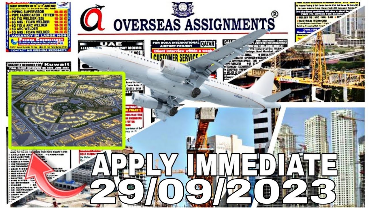 Assignment Abroad Times Today Newspaper 29/9 ||gulf job vacancy 2023||