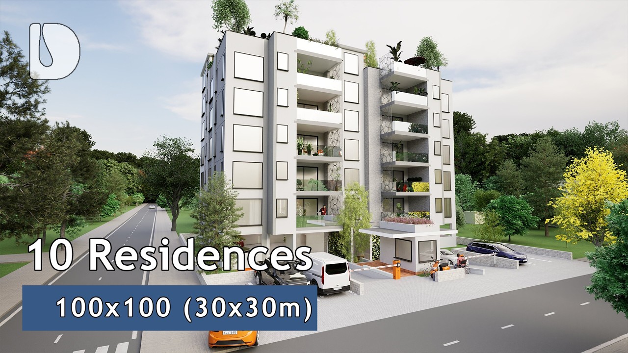 How to build 10 apartments with 4 bedrooms each on a tiny 100ft by 100ft Plot
