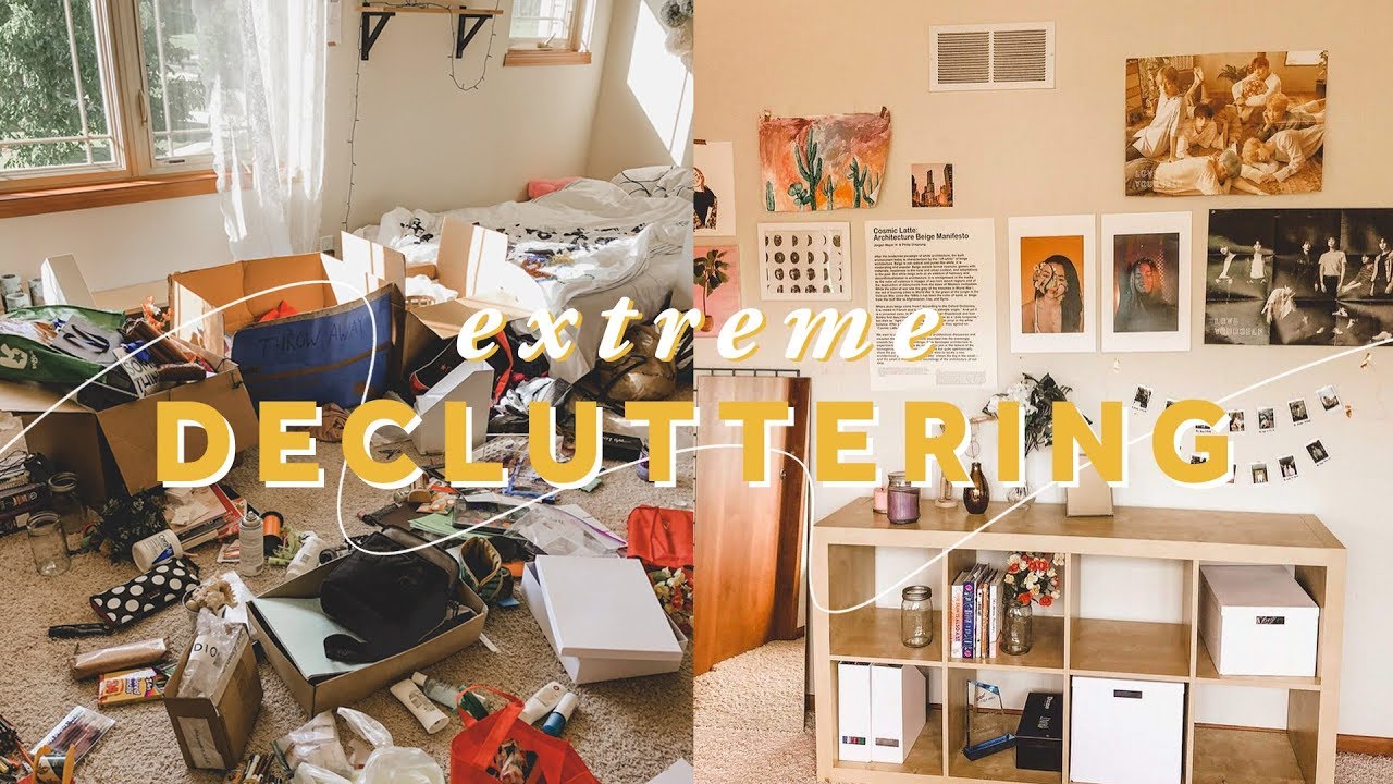 DECLUTTERING my entire room 🛏 | before & after