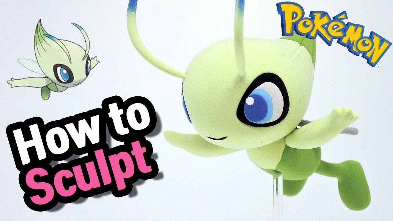 Sculpting Celebi Psychic/Grass Mythical Pokémon in Clay