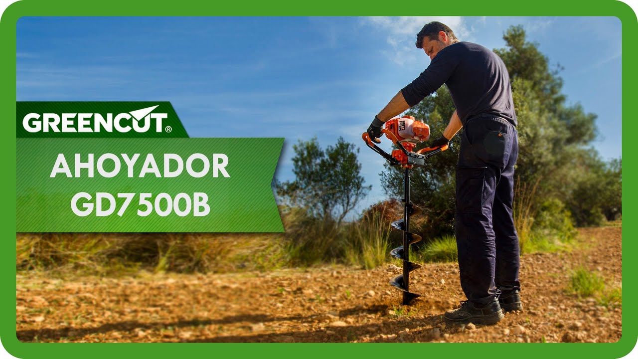 Greencut GD7500B | Taladro de tierra ahoyador - plantador, cilindrada de 75 cc con prolongador
