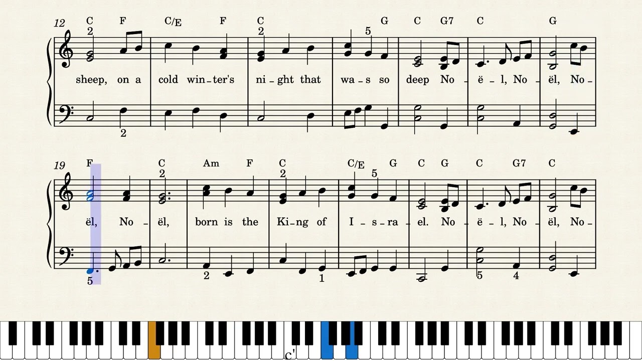 Piano Tutorial: How to Play The First Noel, Notes and Lyrics