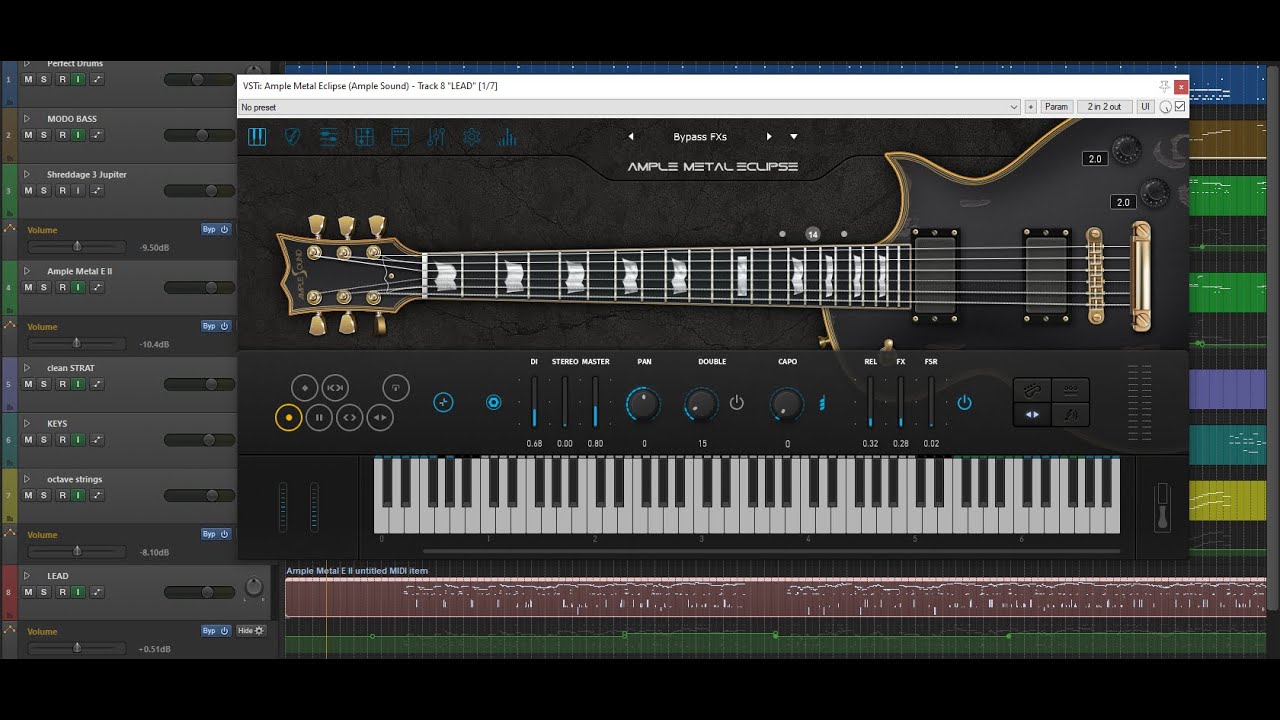 Ample Sound Guitar v3 - Ample Metal Eclipse (AME) Lead Demo (MIDI download) |【G.O.D.】ボーグ - Afterglow