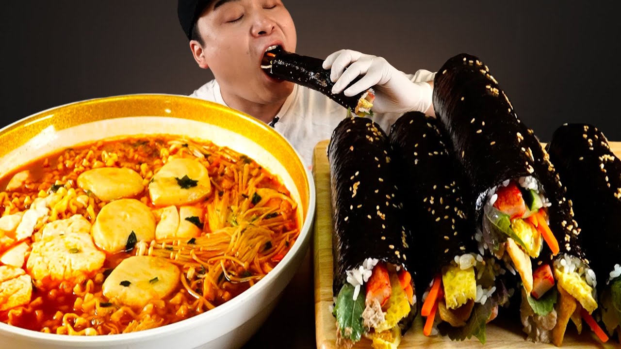 김밥은 역시 통으로 먹어야죠! 통참치김밥과 얼큰한 순두부진짬뽕 먹방~!! 리얼사운드 ASMR Mukbang(Eating Show)