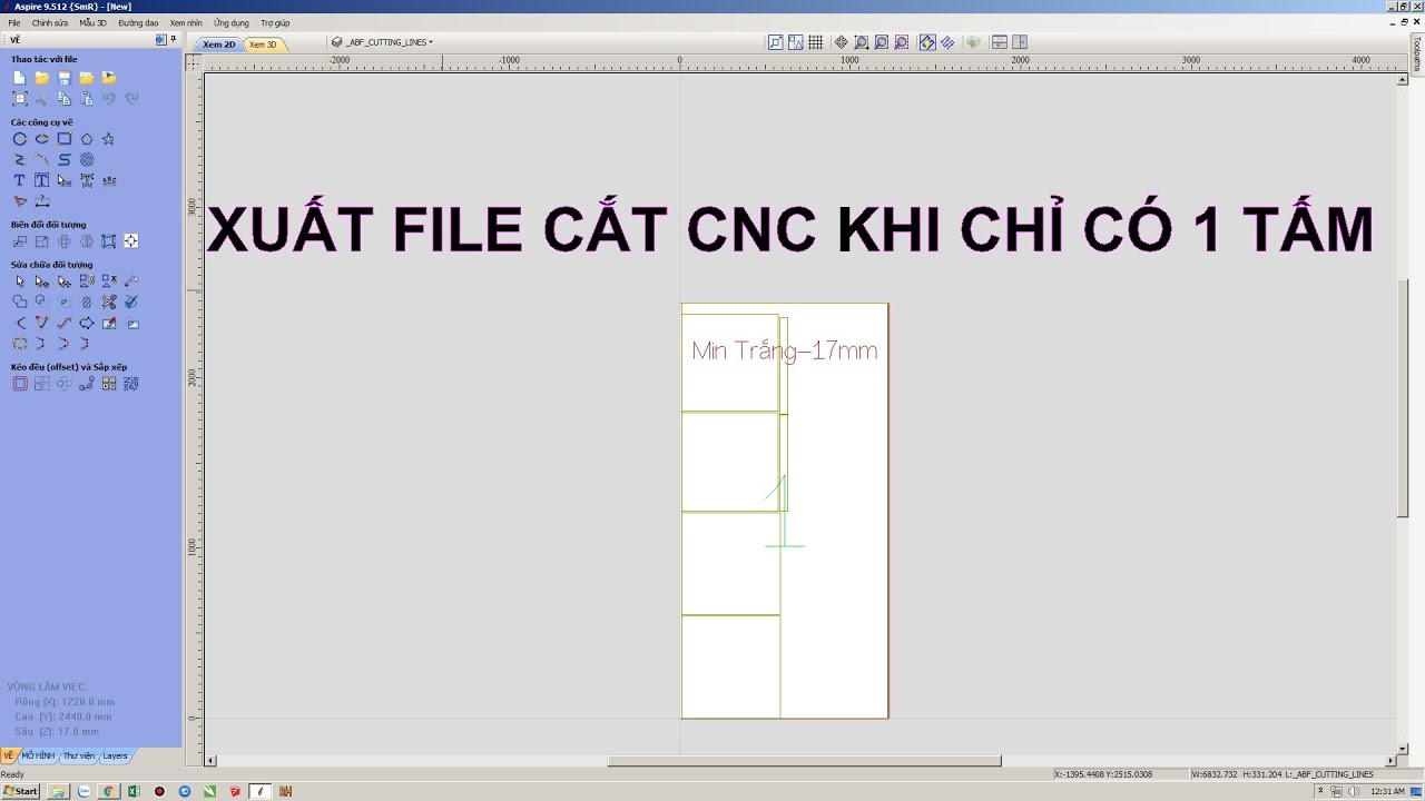 Xuất file cắt CNC khi chỉ có 1 tấm