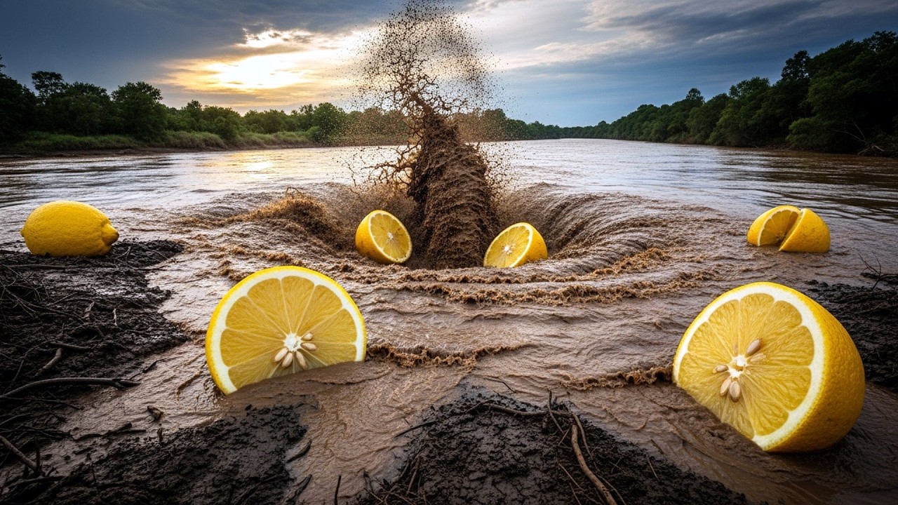 How to make mud whirlpool | Lemons in Mud Whirlpool | Satisfying Water Spin & Calm Nature Sound 😍 76