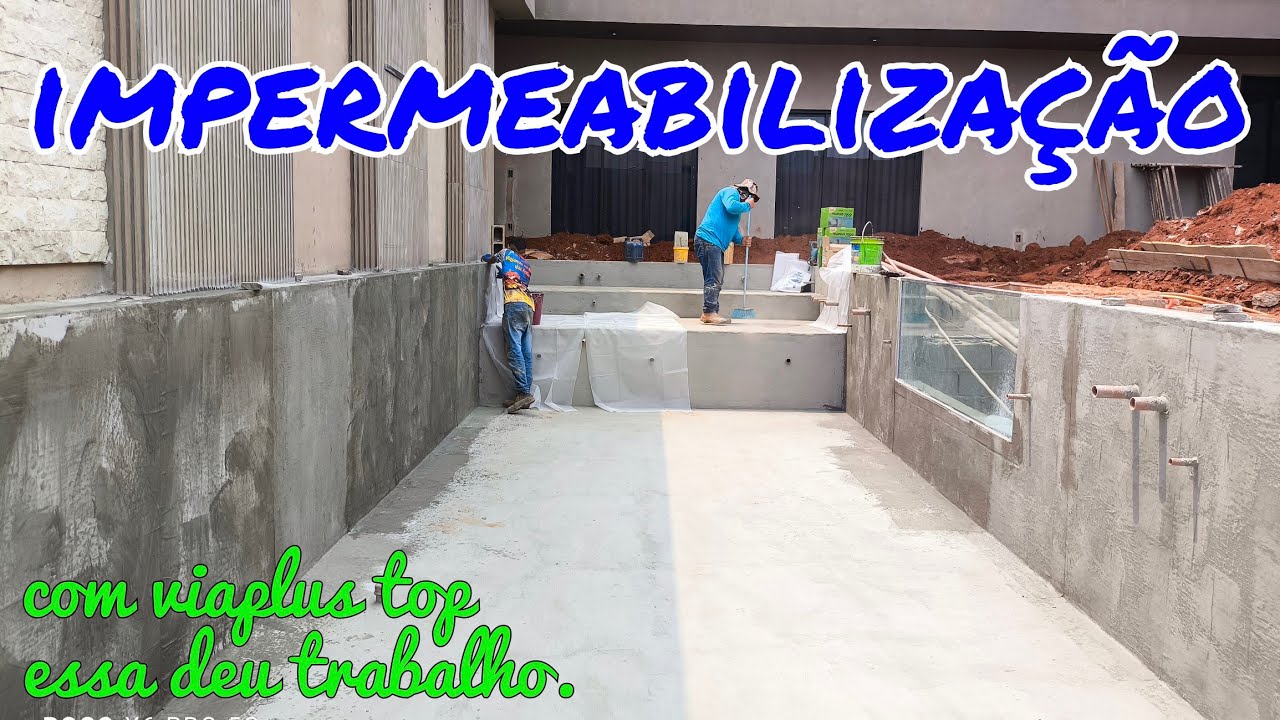 IMPERMEABILIZAÇÃO PISCINA COM VIAPLUS TOP E TELA POLIÉSTER ENGOMADA
