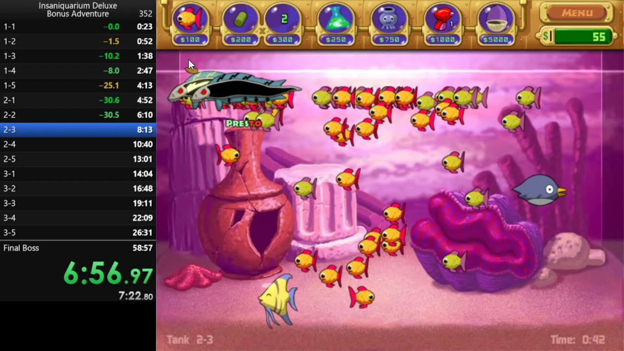 [World Record] 55:45 Insaniquarium Speedrun (Bonus Adventure)
