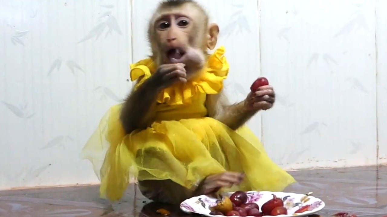 So beautiful!! Cute baby LIORA wearing a yellow dress and eating delicious grapes