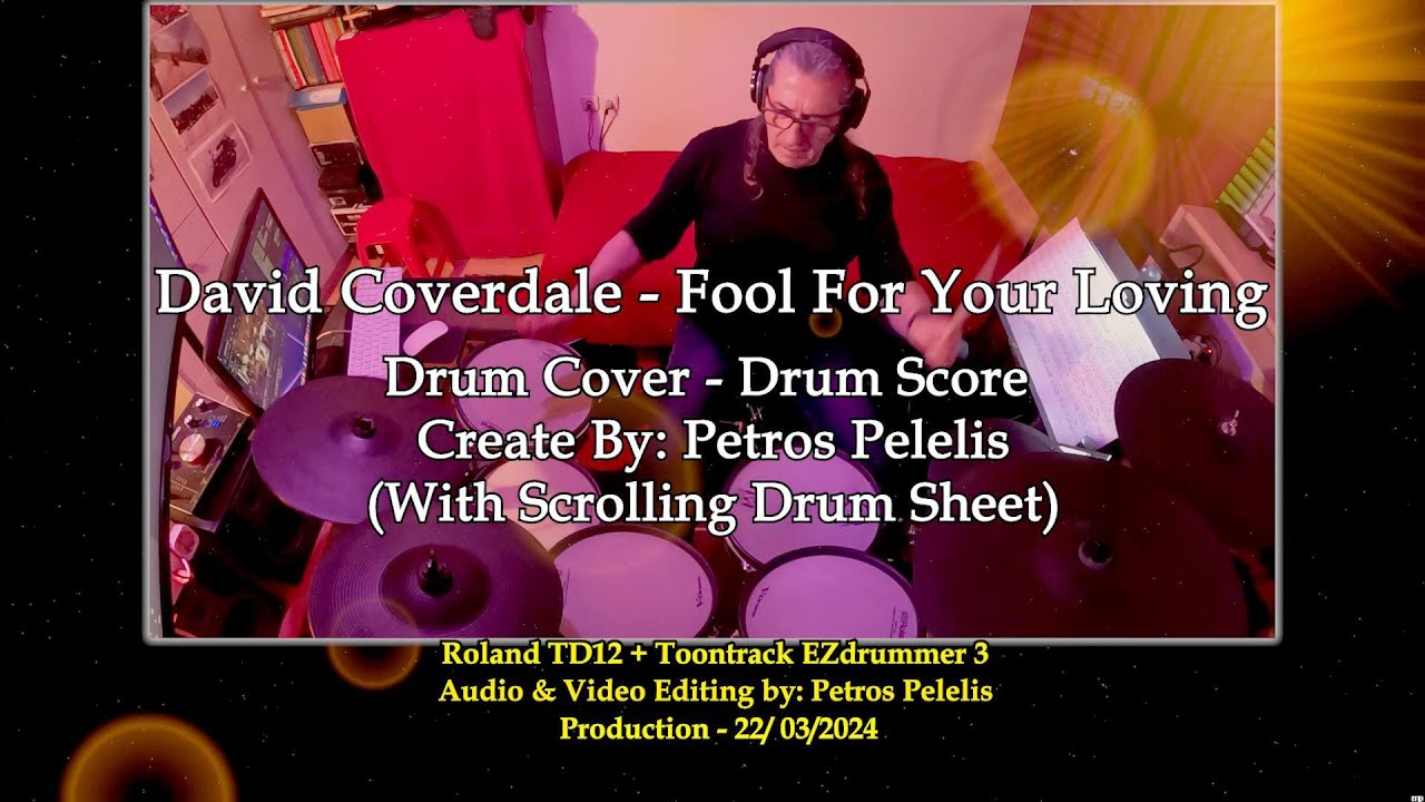 Whitesnake - Fool For Your Loving - Petros Pelelis - Drum Cover - (With Scrolling Drum Sheet)