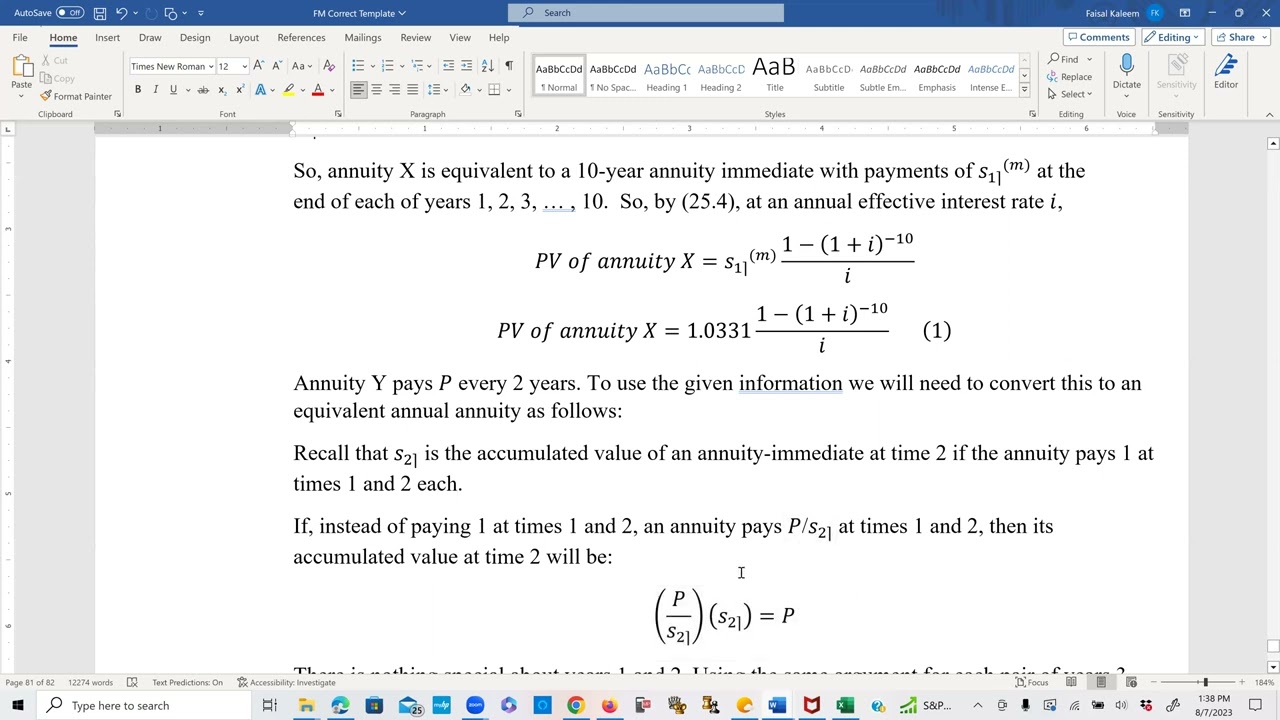 Actuarial SOA Exam FM Prep Lesson 67: SOA Sample Question 278 Solution