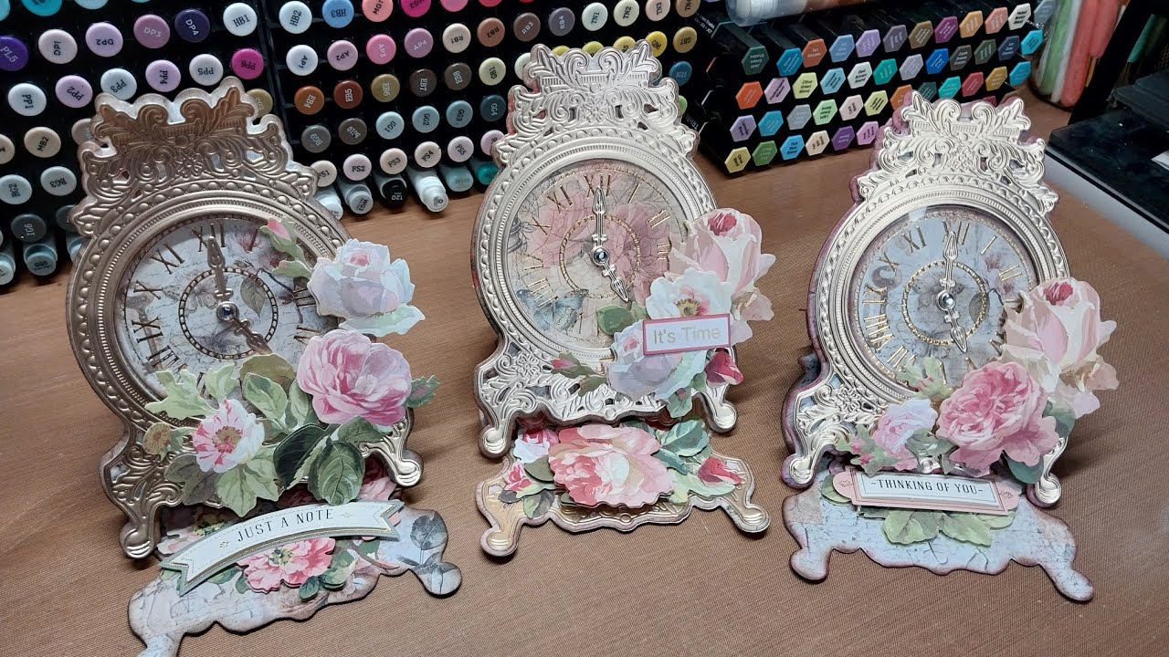 Anna Griffin Vintage clock dies, let's foil them and make a card