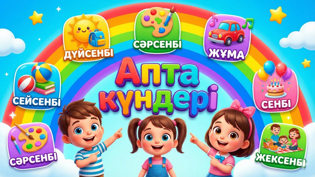 Апта күндерін бірге үйренейік! 🎵 | Дүйсенбі–Жексенбі | Үйренеміз және ән айтамыз!