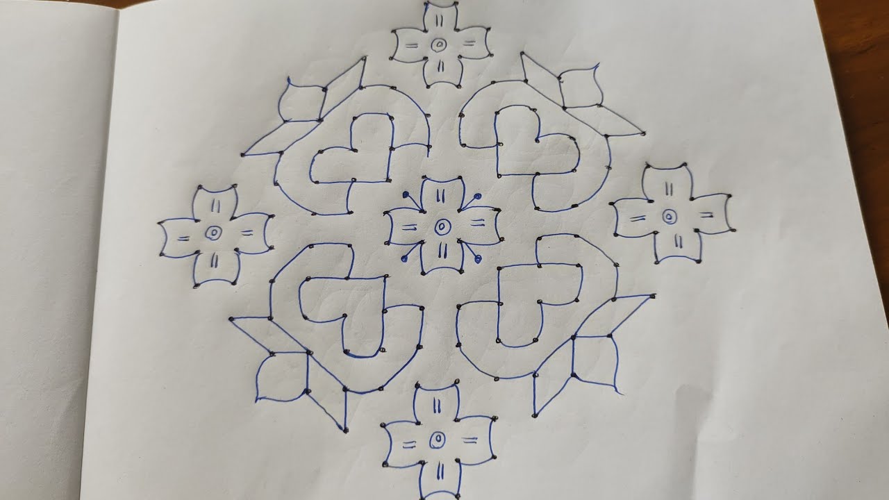 Simple Rangoli Designs ll 16 - 2 - 2 straight dots Chukkala Muggulu ll Easy kolam & Festival Muggulu