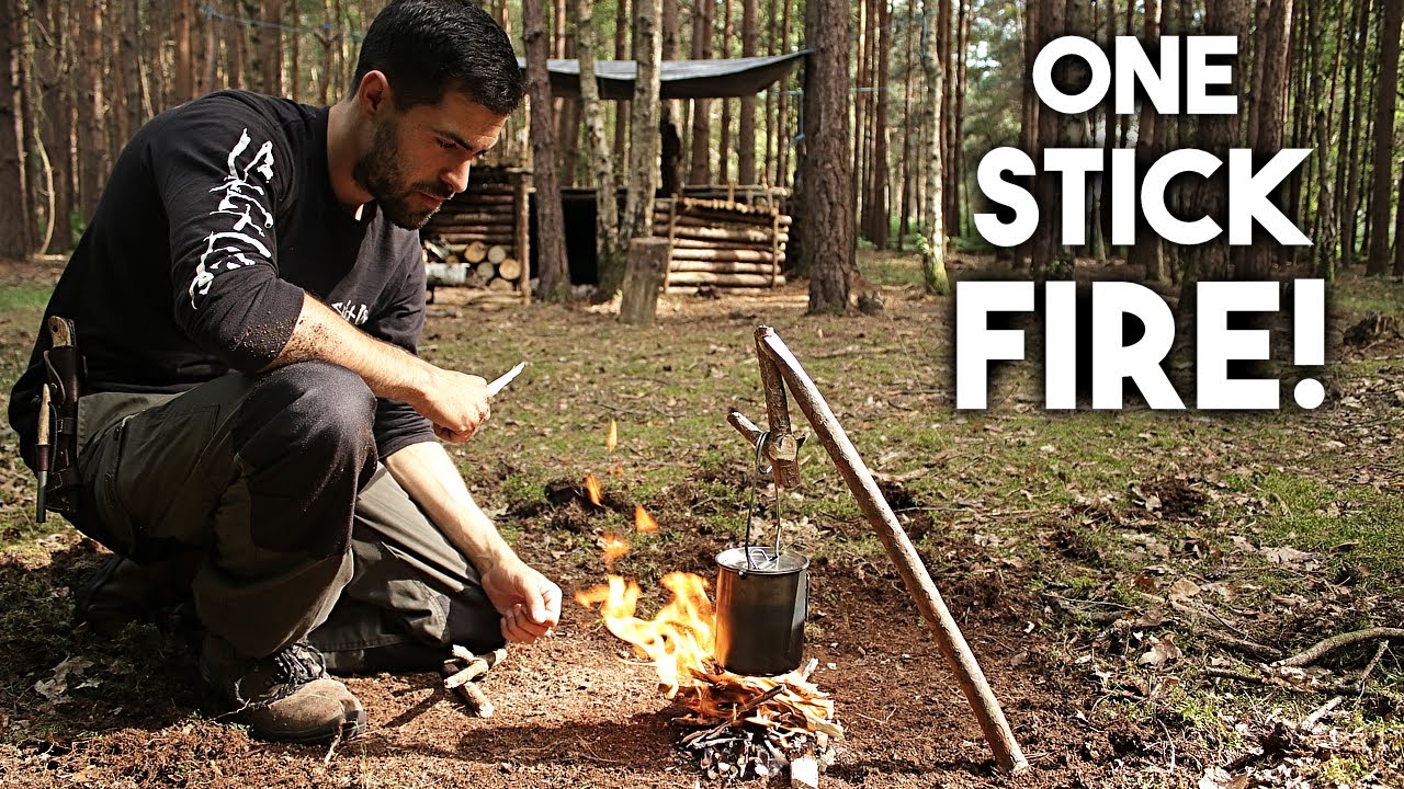 One Stick Fire CHALLENGE - Boiling Water with ONE STICK ONLY!