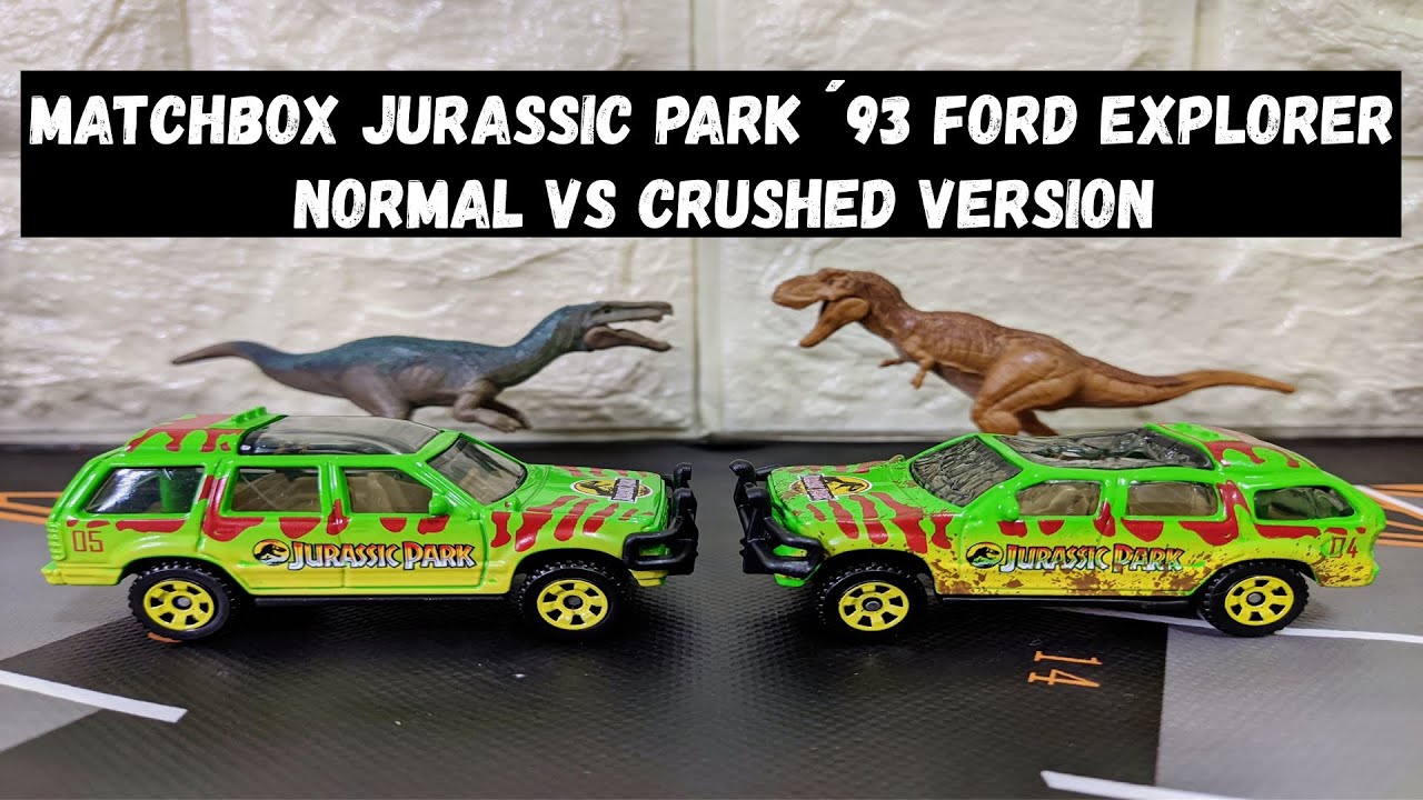 Matchbox Jurassic Park &acute;93 Ford Explorer Normal vs Crushed Version