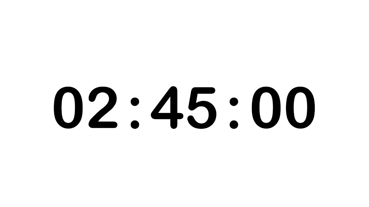 2 HOUR 45 MINUTE TIMER &bull; 165 MINUTE COUNTDOWN TIMER + Alarm, Full HD, 1080, White