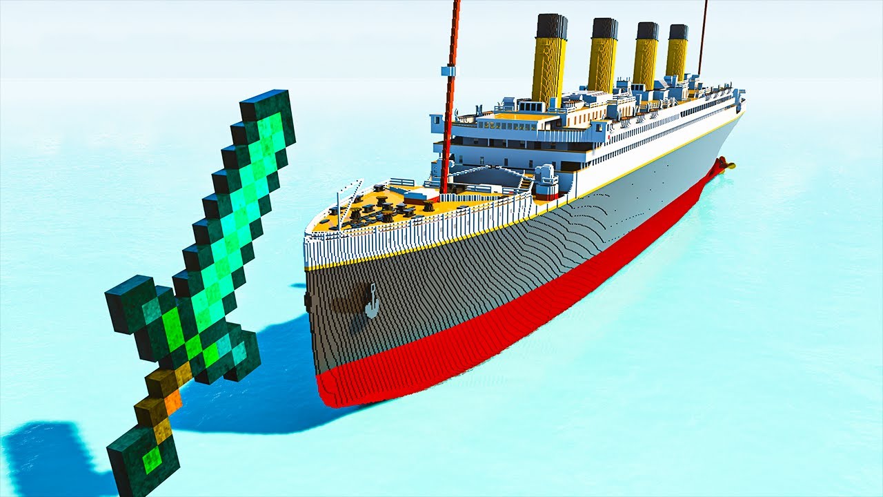 Giant Minecraft Sword vs Ships Teardown