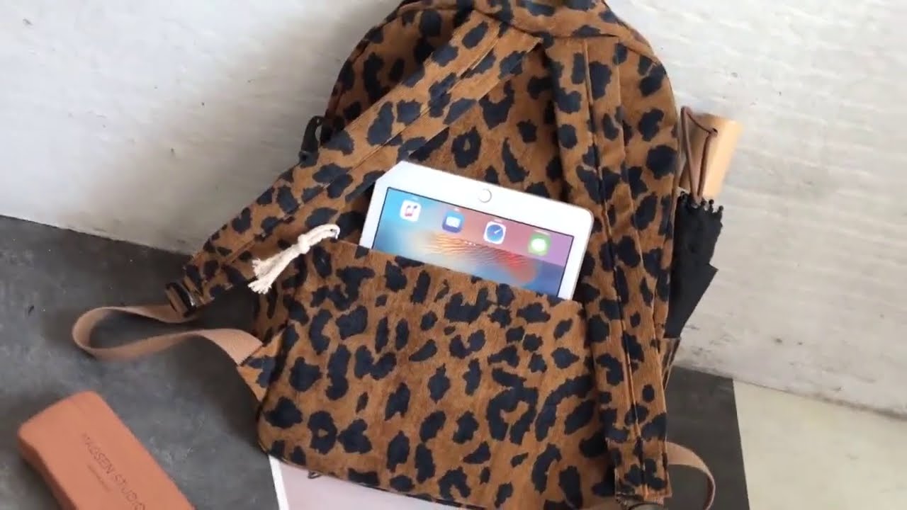 Leopard Print Corduroy Dual-Straps Fashion Cool Backpacks