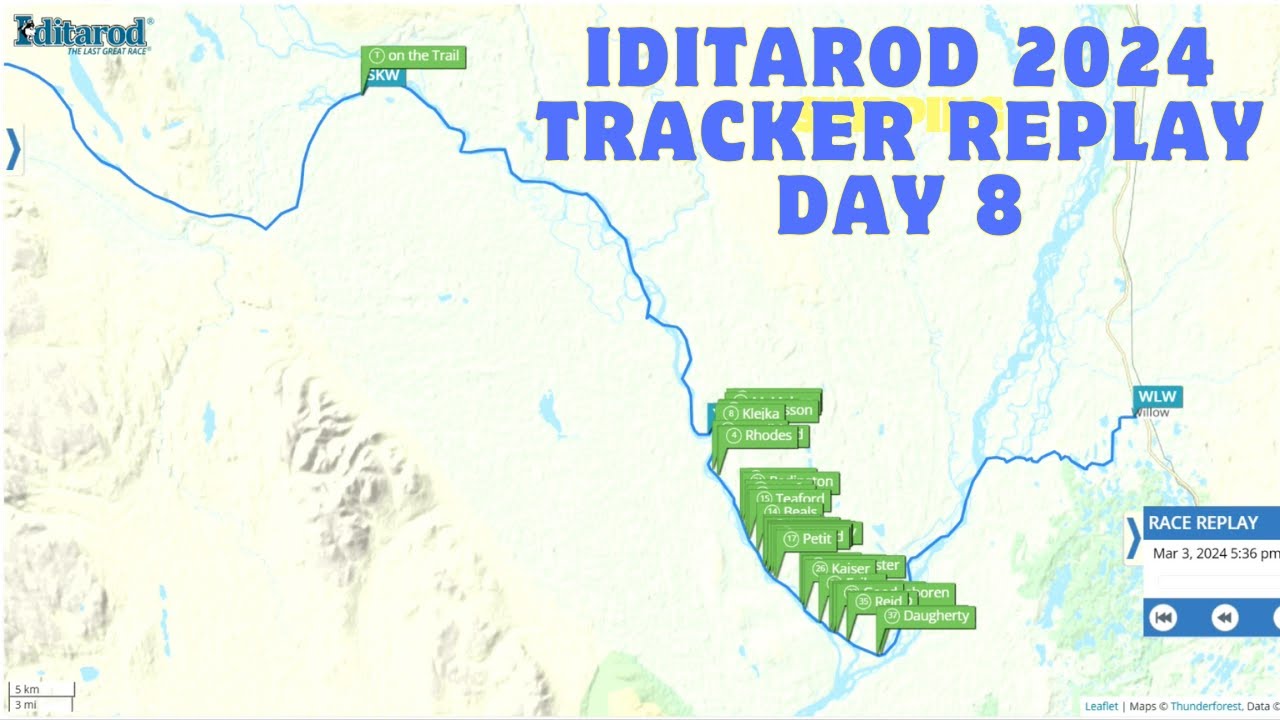 Iditarod 2024 GPS repaly day 8