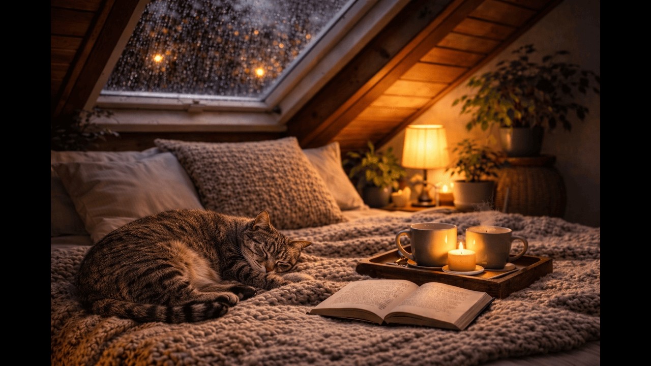 Rain on Attic Window 🌙 Cozy Night Rain Sounds for Deep Sleep