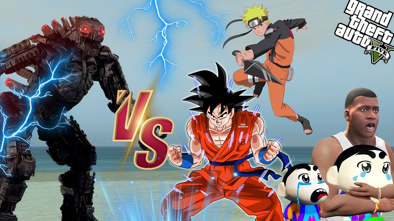 GTA 5 : Franklin Become Naruto & Goku VS Mega Godzilla Fight In GTA 5 !