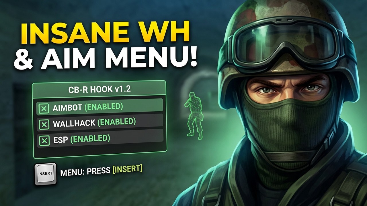 New Counter Strike 1.6 Hack CB-R hook v1.2 | Aim & WH | CS 1.6 Hack Download | CS 1.6 Cheat Menu