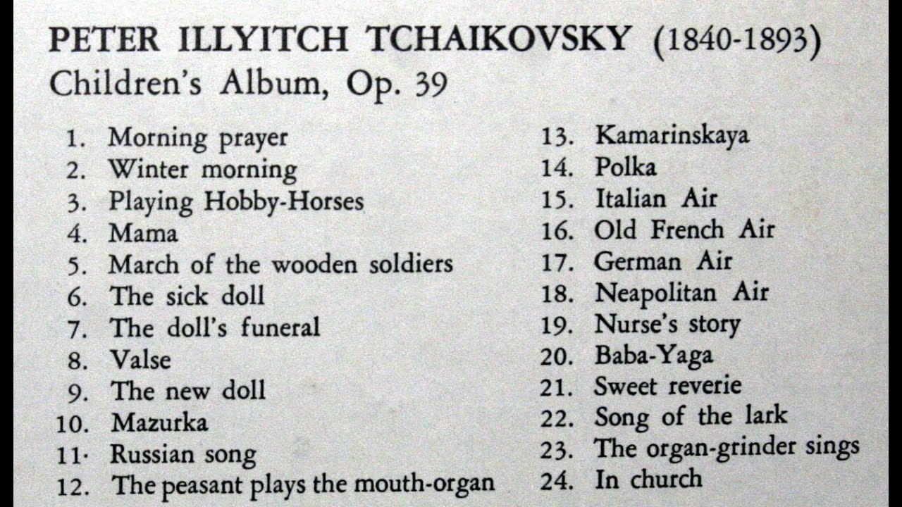 Tchaikovsky / Esteban Sanchez, 1968: Children's Album Op. 39